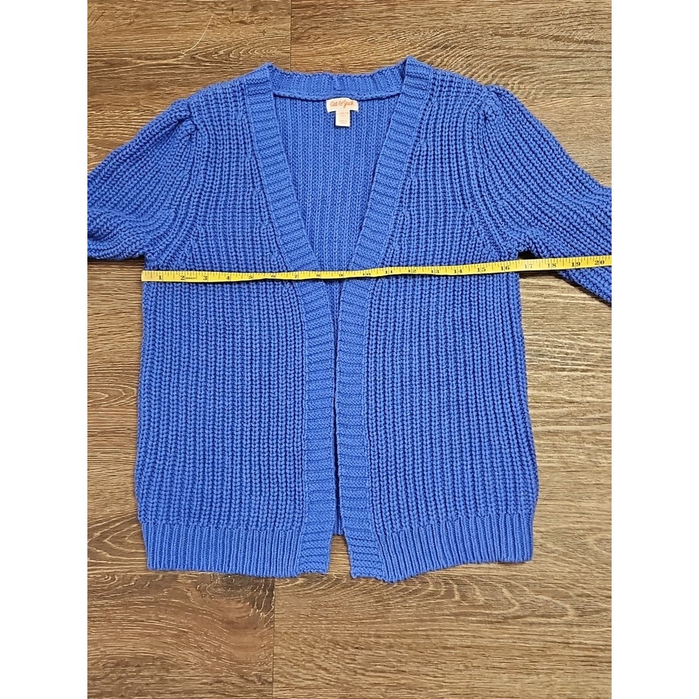 Cat & Jack Girl's Large Blue Sparkle Long-sleeve Open Front Knit Cardigan - Picture 7 of 12